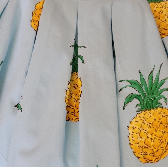 Talbots 2P pleated blue pineapple tropical skirt - Picture 7 of 8